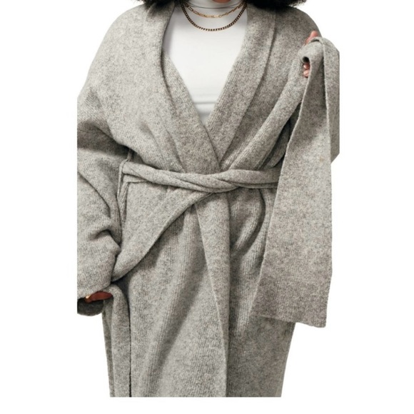 NWT LITA BY CIARA Love Language Oversize Ribbed Merino Wool Blend Wrap Coat-XL - Picture 5 of 12